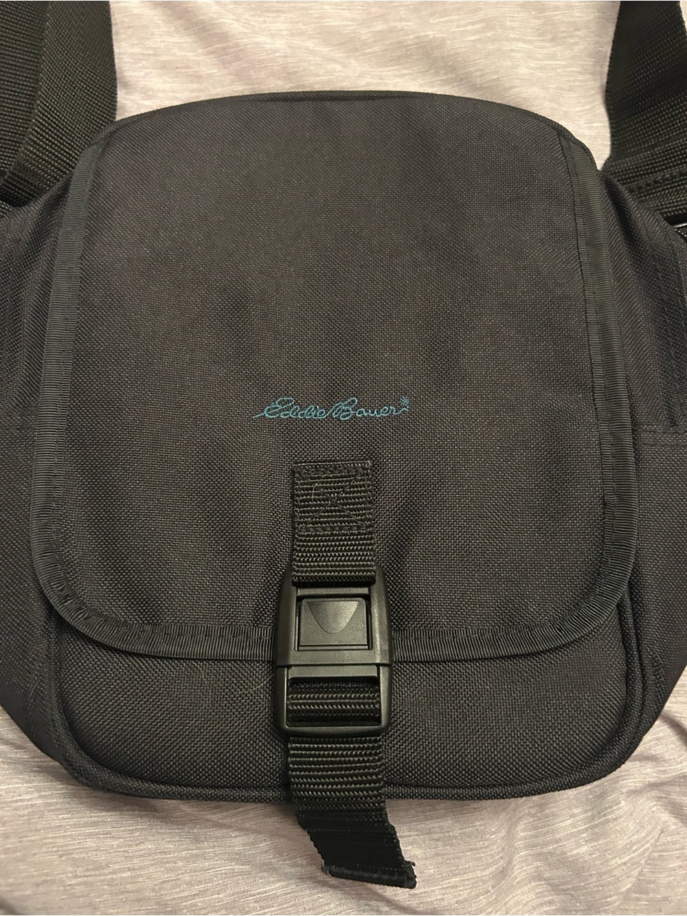 Y2K Vintage Eddie Bauer Tech Utility Flap Crossbody Bag Black Nylon - New